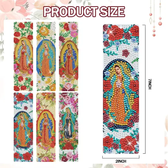 PCS Guadalupe Diamond Painting Bookmarks Kit for Adults {3}