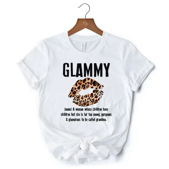 Glammy Leopard Lips T-Shirt, Coquette White Tee for Stylish and Glamorous Grandmas {7}