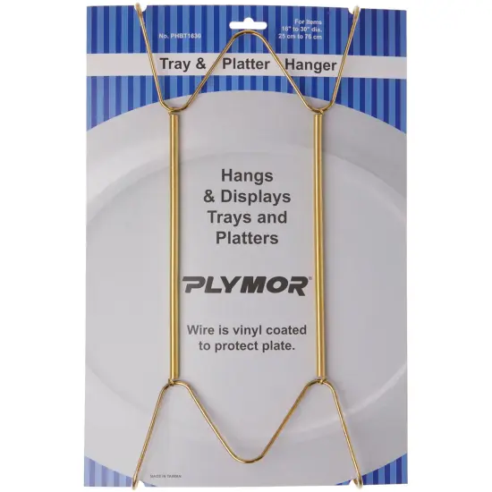 Plymor Gold Finish Wall Mountable Tray and Platter Hanger, 14.25" H x 6.5" W x 0.875" D (For Trays or Platters 16" - 30") {1}
