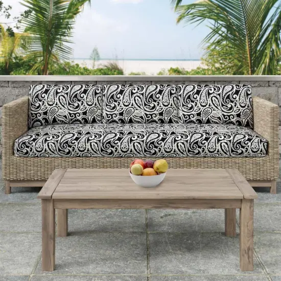 Raven - Black Paisley Upholstery Fabric 54 Inches" {3}