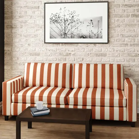 Spice - Orange & Rust Stripe Upholstery Fabric 54 Inches" {3}