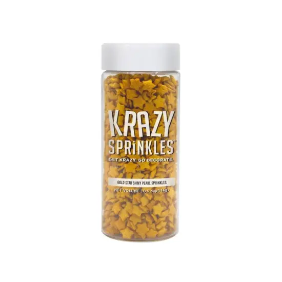 Krazy Sprinkles - Gold Pearl Stars (1/2 Cup, 1x Jar) for Cakes, Ice Cream & Cookies {3}