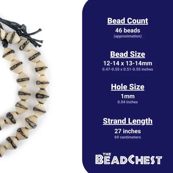 The Bead Chest Carved Bicone Natural Seed Beads 14mm Brown Wood 27 Inch Strand {4}