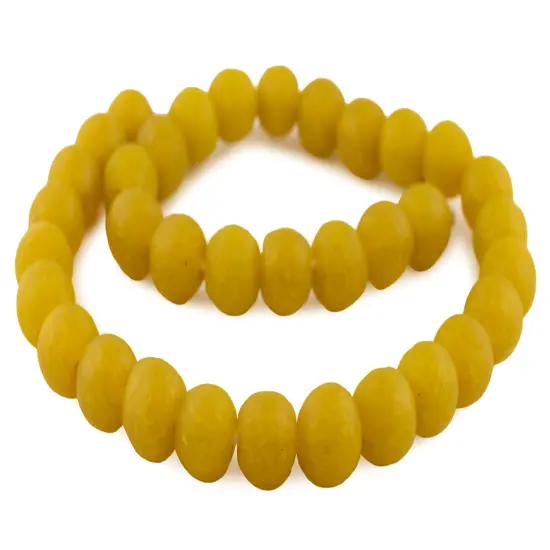 The Bead Chest African Recycled Glass Beads &ndash; Handmade in Ghana &ndash; Yellow 18mm Strand for Jewelry Making, Crafts, and Home Decor I Approximately 40 Beads {3}