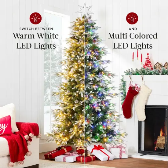 Aspen Slim Christmas Tree Noble Fir with 1,350 Branch Tips, 2-in-1 Multicolor LED Lights & Cordless Connection {9}