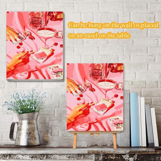 Paint by Numbers kit for Adults/Beginner Framed - Small Easy Acrylic Paint by Number Kits on Advanced Canvas 12x16 in, Retro Funny Drinks Paint Crafts for Home Decor with Framed {5}
