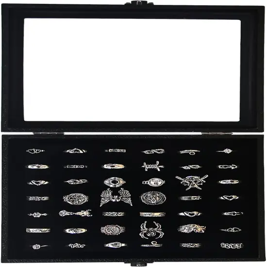 Ring Organizer Display Case Black Jewelry Storage {3}