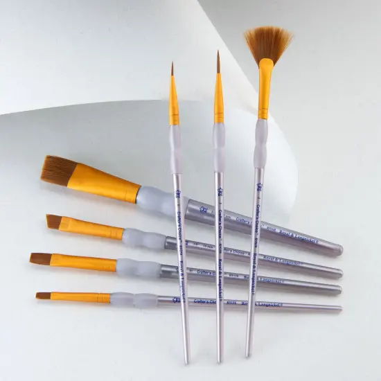 RCC 411 | Crafter's Choice&trade; 7pc Brown Taklon Variety Brush Set {5}