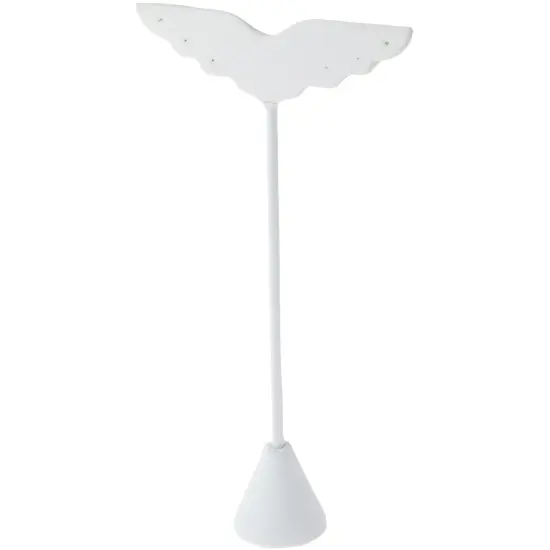 Plymor White Faux Leather Wing Shaped, Three Pair Earring Display Stand, 3" W x 1.25" D x 6.75" H {1}