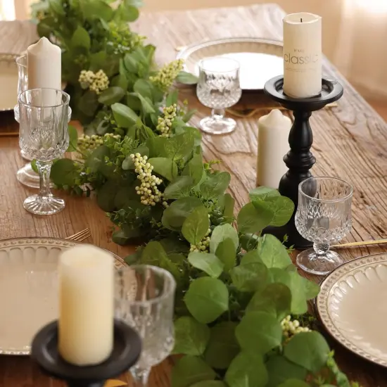 6Ft Artificial Eucalyptus Garland，Real Touch Faux Eucalyptus Decor Vine Garland with Persian Grasses and Berries for Table,Bedroom,Mantelpiece,Outdoor,Wedding Decorations （Light Green） {4}