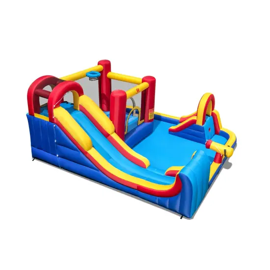 7 in 1 Outdoor Inflatable Bounce House with Water Slides and Splash Pools without Blower {1}