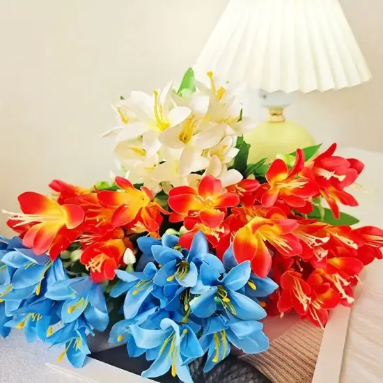 20 Heads Artificial Mini Orchid Outdoor Flower Plant Home Decor White {4}