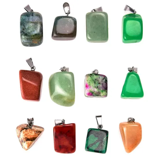 50 Pieces Mixed Stone Beads Crystal Stone Pendants Quartz Charms with Storage Bag for Jewelry Making (Irregular Style) {3}