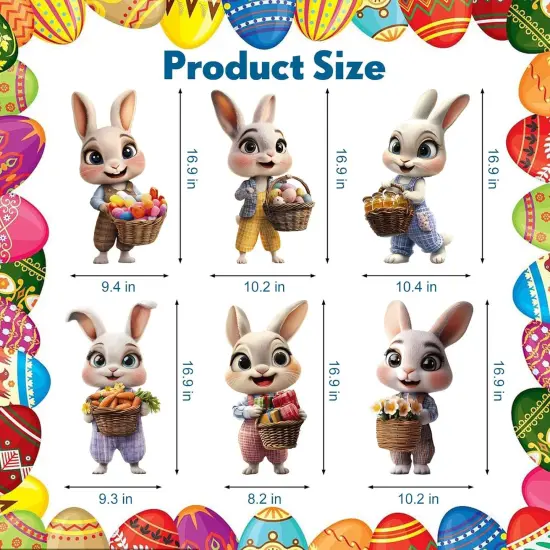 6 PCS Easter Bunny Decorations Outdoor - Large Easter Bunny Yard Signs {3}