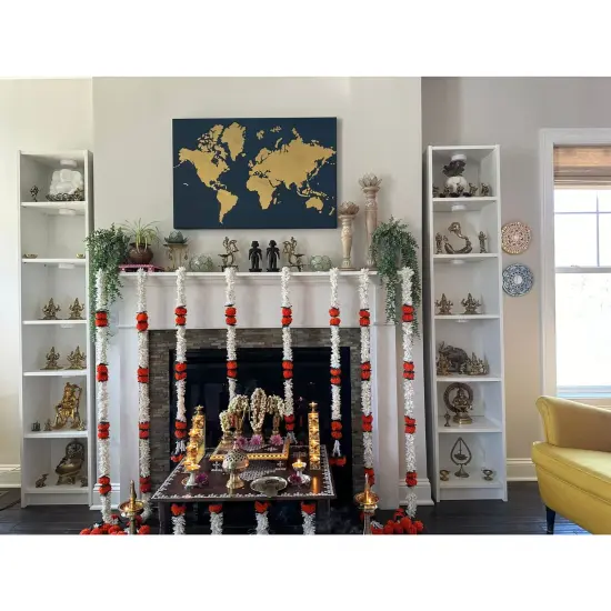 Jasmine Marigold Flowers Garland for Home Party Door Hanging Diwali Decorations Day of the Dead Dia De Los Muertos Ofrenda Halloween Mexican Fiesta Decor {7}