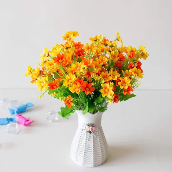 Outdoor Artificial Flower Plant Grass Garden Daisy Home Decoration Orange {2}
