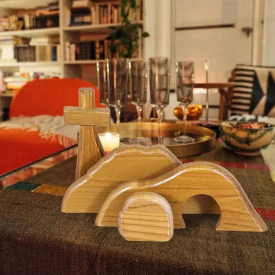 The Empty Tomb Easter Scene, Easter Christian Cross Decorations, Easter Decorations Religious Jesus Tomb Easter Kit, Easter Tomb Display for The Home, Tabletop, Office - Wooden (Dark-Brown) {3}