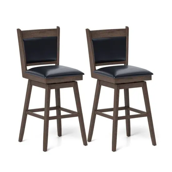 25/29 Inch Padded Bar Stools Set of 2 with Swivel Seat, Footrest, and Comfortable Upholstered Design {8}