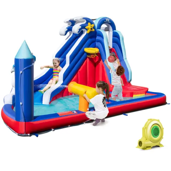 6-In-1 Inflatable Water Park with 735W Blower {3}