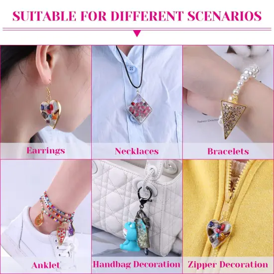 Shynek 60Pcs Hollow Frame Pendants Resin Craft Bezels Jewelry Molds for Resin Casting, Necklaces Earrings Making Supplies {4}