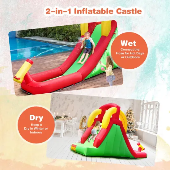 Inflatable Water Slide Bounce House with Climbing Wall and Jumper with 380W Blower {6}