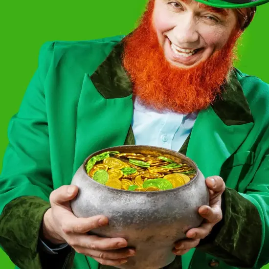 St. Patrick's Day Gold Coins, 120 Pieces Gold Green Lucky Coins Plastic Shamrock Leprechaun Coins, 3-Leaf Clover Coin Table Scatter Decoration for St. Patrick's Day Party Favors {2}