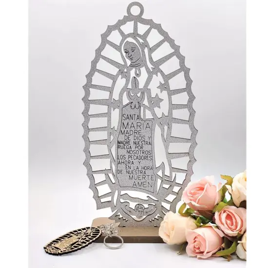 12pcs Religious Lady Guadalupe Wooden Centerpiece Silver {2}
