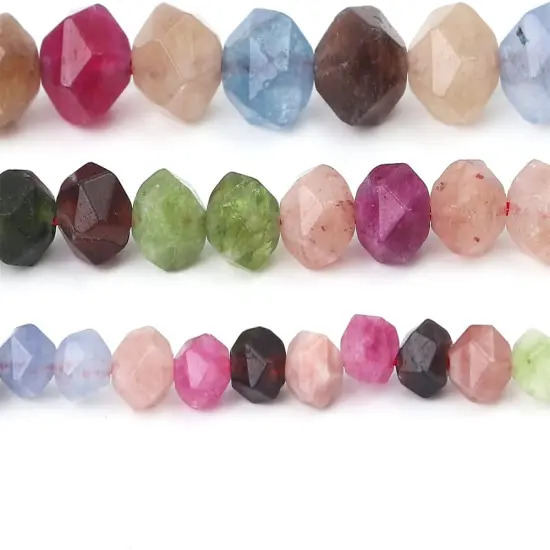 Faceted Natural Tourmaline Agate Stone Round Beads 10mm 36cm/Strand for Jewelry Making {4}