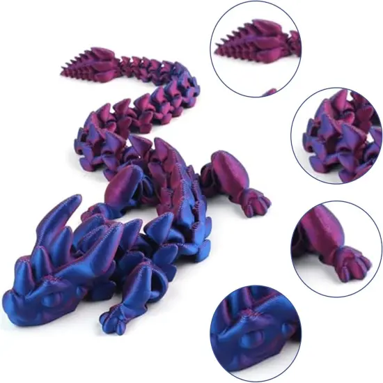 3D Printed Dragon, Articulated Crystal Dragon Egg Toy, Home Office Executive Desk Decor Fidget Toys {3}