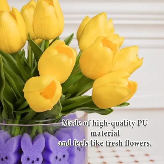 Easter Decorations - Easter Peeps Decor - 15 Artificial Tulips with 45 Bunnies Vase Filler Set {4}