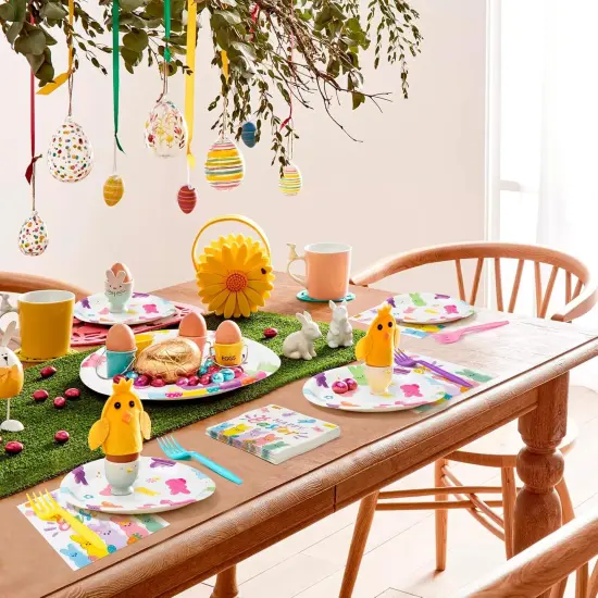96Pcs Easter Bunny Peeps Party Plates Supplies - Happy Easter Rabbits Party Tableware Decorations Disposable Paper Plates Napkins Forks for Kids Spring Birthday Baby Shower, Serves 24 {5}