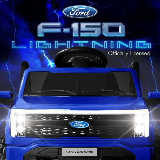 Best Choice Products Kids 12V Ride On Car Officially Licensed Ford Lightning Truck w/ Remote, LED Lights Blue {3}