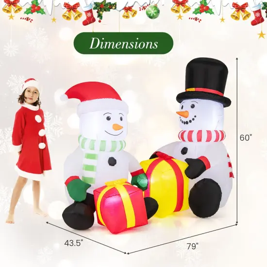 5 Feet 2 Cute Blow-up Snowman Christmas Inflatables with Gift Boxes for Decoration {5}