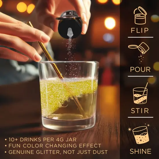 Brew Glitter - Yellow Color Changing Edible Drink Glitter (4g, x1 Flip-Cap Jar) for Beer, Cocktails and Beverages {4}