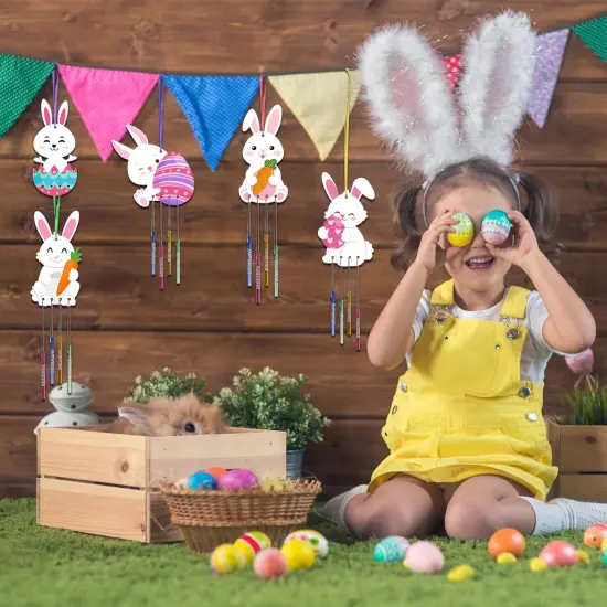 24 Pack Bunny Wind Chime Kit for Kids Make You Own Easter Rabbit Wind Chimes DIY {4}