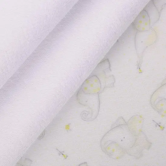 Mook Fabrics Elephant Flower Printed PUL-Terry Fabric [60 in. Wide] Yellow - By The Yard {3}