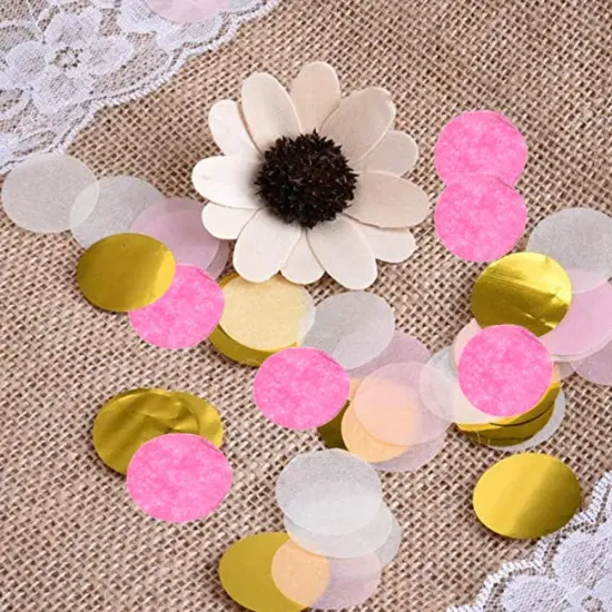 5000 Pieces Tissue Paper Confetti Circles - Pink and Gold {4}