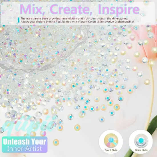 5300PCS 3mm Resin Rhinestones Flatback - Transparent White {3}