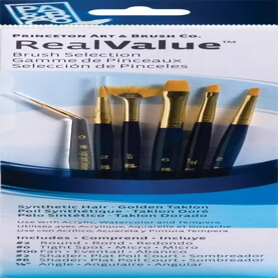 Princeton Real Value Golden Taklon Short Handle Brush Set-6/Pkg {1}