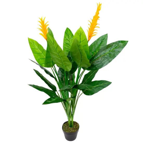 Northlight Artificial Bird of Paradise Plant in a Black Pot - 50" Green {5}