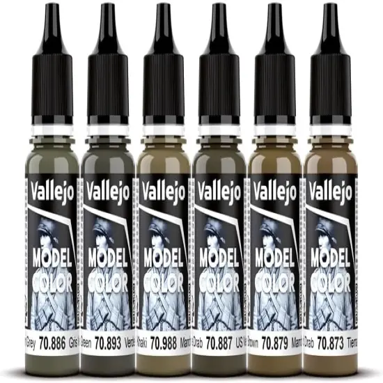 WWII American Armour & Infantry Model Color Paint Set( 6 bottles x 18 ml.0.6 fl.oz) {3}