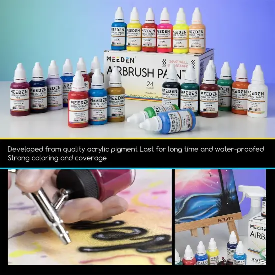 Airbrush Paint Set - 24 Colors x 30ml Acrylic Airbrush Paint {3}