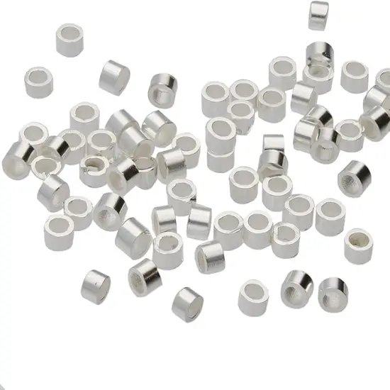 The Beadsmith Tube Crimp Beads, Gold Color, Uniform Cylindrical Shape, No Sharp Edges, Designed to Secure the Ends of Jewelry Stringing Wires and Cables Slvr 2mmx1.5mm100pcs {1}