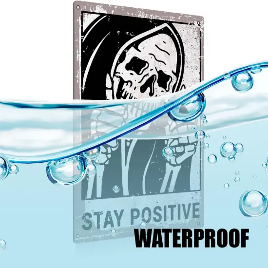 Vintage Stay Positive Skull Sign Metal {2}