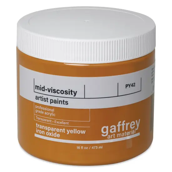 Gaffrey Art Material Standard Body Acrylic Paint - Yellow Iron Oxide, 473 ml jar {1}