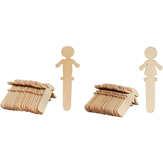 100-Pack Wooden People Shaped Craft Sticks, 5.8 x 2 x 0.1 Inch for DIY Arts and Crafts Projects, Crafting Supplies Brown {1}