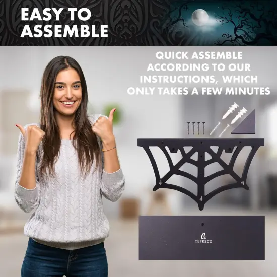 Gothic Halloween Hanging Shelf with Hooks {3}