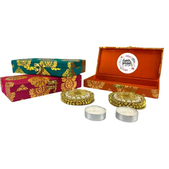 Happy Holiday Gift Boxes, Candle Holder Christmas Gift Box Hamper Basket, for Employees, Home Office Friends , Family & Relatives {4}