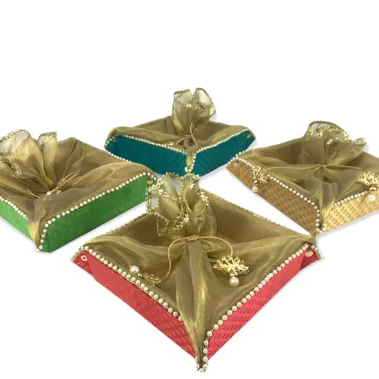 2ct Gift Basket Indian Mithai Box Brocade Jewelry Organizer Box for Shagun Return Gifts Traditional Style Sweets Box Wedding Favor Housewarming Gift {2}