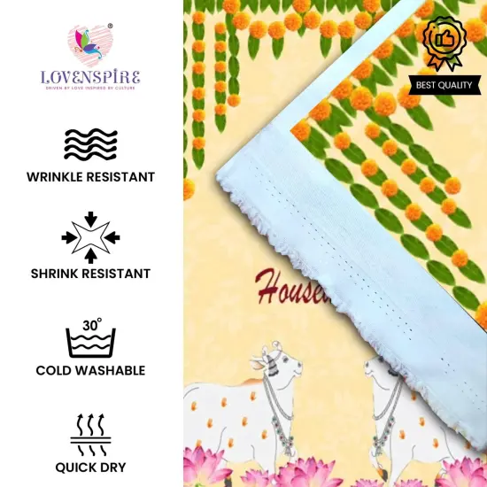 Housewarming Backdrop Indian Traditional Cloth 5x8 Feet Backdrop Pooja Wall Decor Indian Wall Art Photo Decor Banner Indian Indian Housewarming Favor Decorative Cloth {3}